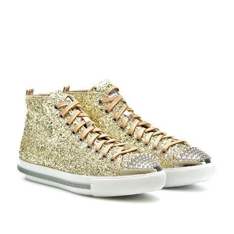 miu miu gold glitter shoes